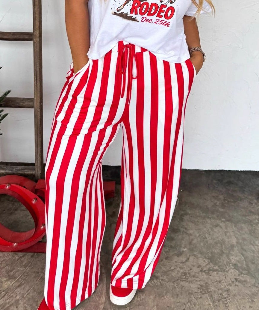 Women's Striped Casual Straight Leg Pants
