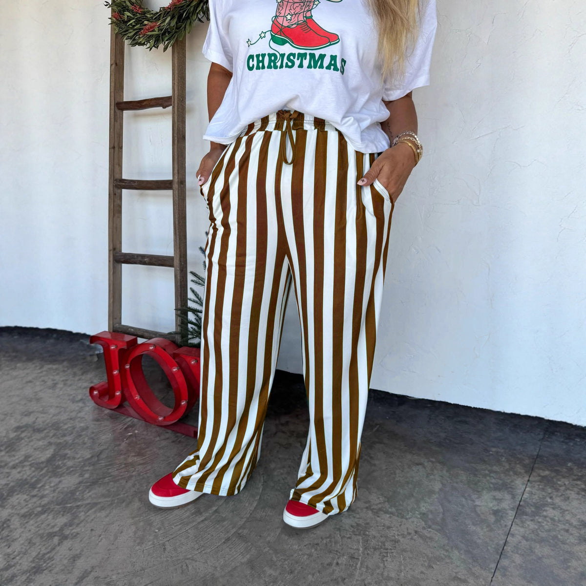 Women's Striped Casual Straight Leg Pants