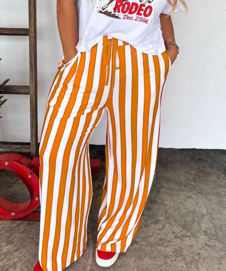 Women's Striped Casual Straight Leg Pants