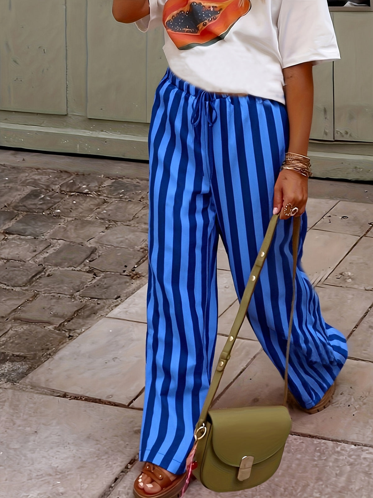 Women's Striped Casual Straight Leg Pants
