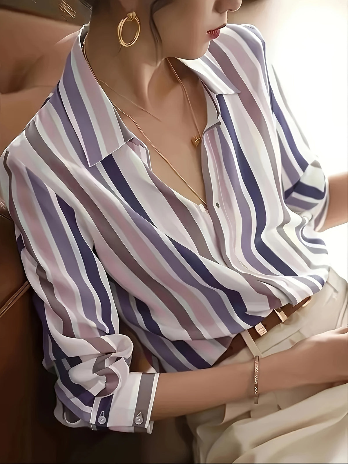 Women's Striped Stretch Shirt