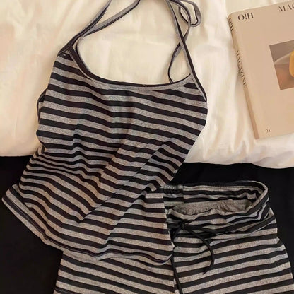 Women's Striped Suspender Pajama Set