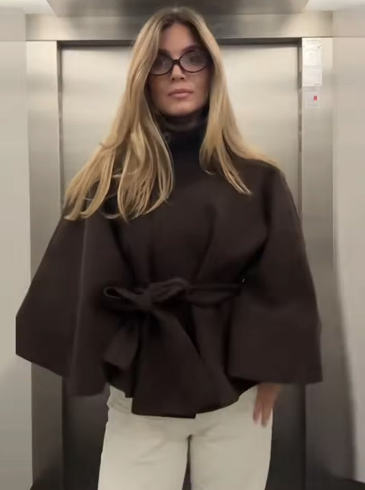 Women's Stylish Bathrobe-Style Coat with Belt
