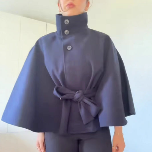 Women's Stylish Bathrobe-Style Coat with Belt