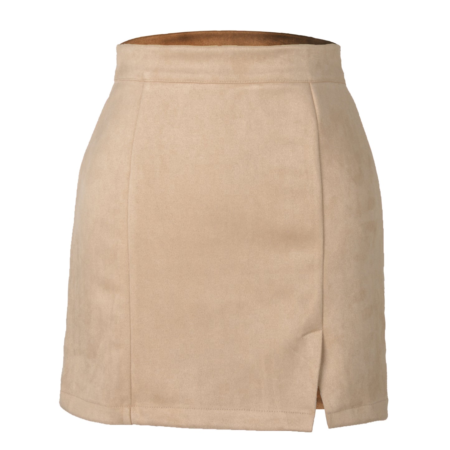 Women's suede fabric high-waisted short skirt half-length dress