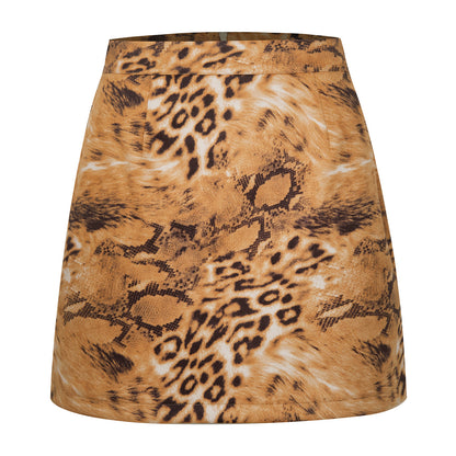 Women's suede fabric high-waisted short skirt half-length dress