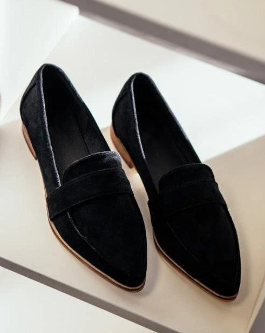 Women's Suede Slip-On Low Wedge Heel Shoes