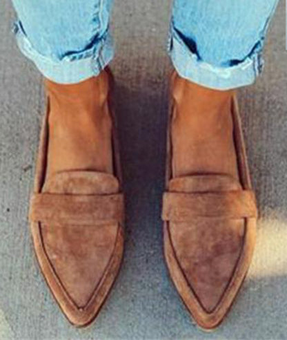 Women's Suede Slip-On Low Wedge Heel Shoes