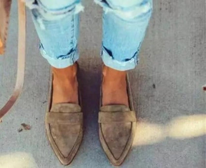 Women's Suede Slip-On Low Wedge Heel Shoes