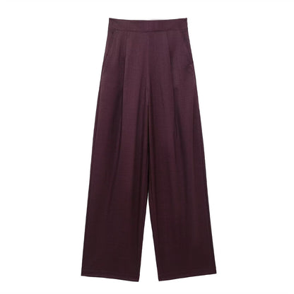 Women's Suit Shirt High Waist Pleated Pants Set