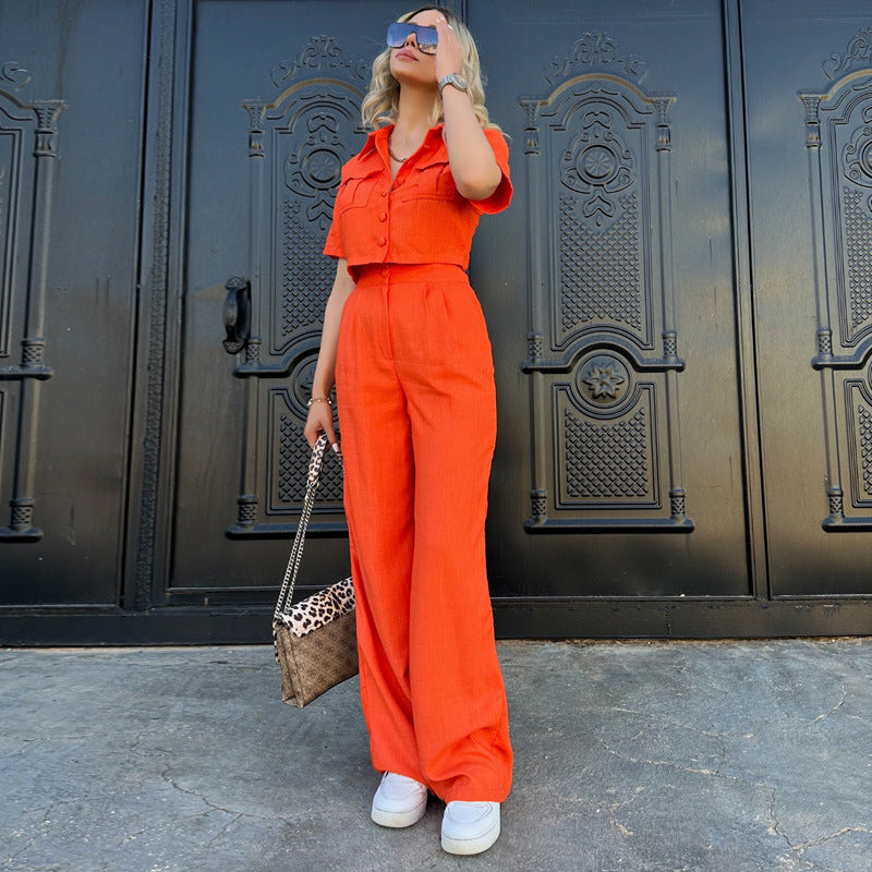Women's Summer Casual Polyester Two-Piece Set