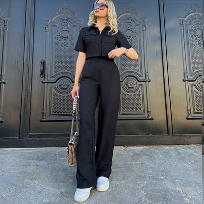 Women's Summer Casual Polyester Two-Piece Set