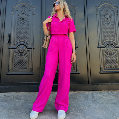 Women's Summer Casual Polyester Two-Piece Set
