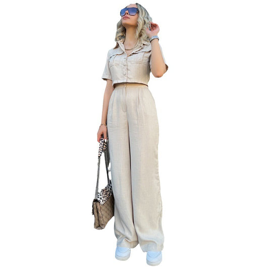 Women's Summer Casual Polyester Two-Piece Set