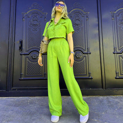 Women's Summer Casual Polyester Two-Piece Set