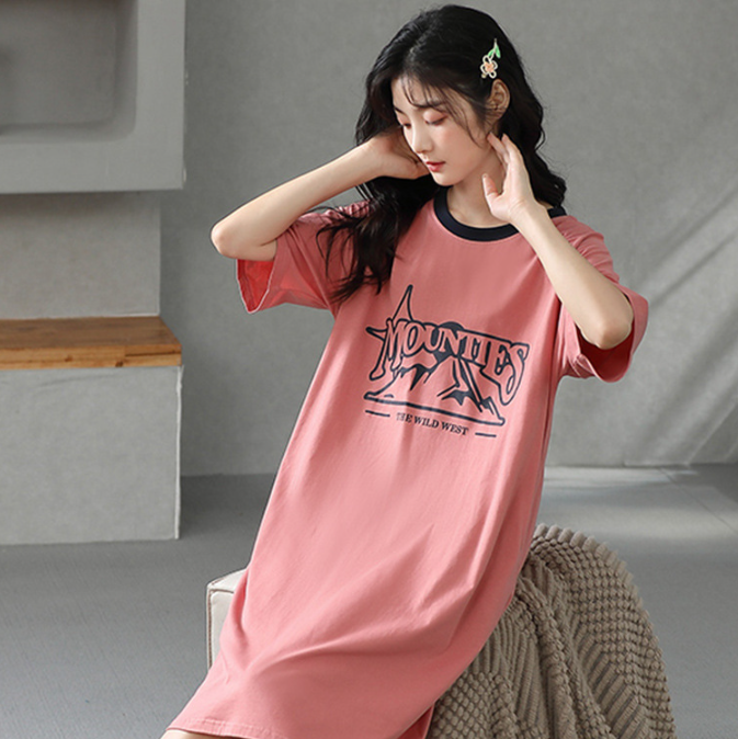 Women's Summer Cotton Short Sleeve Nightdress Casual Pajamas Home Wear
