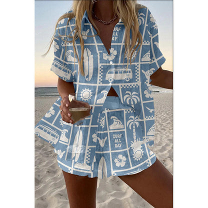 Women's Summer Digital Print Two-Piece Outfit