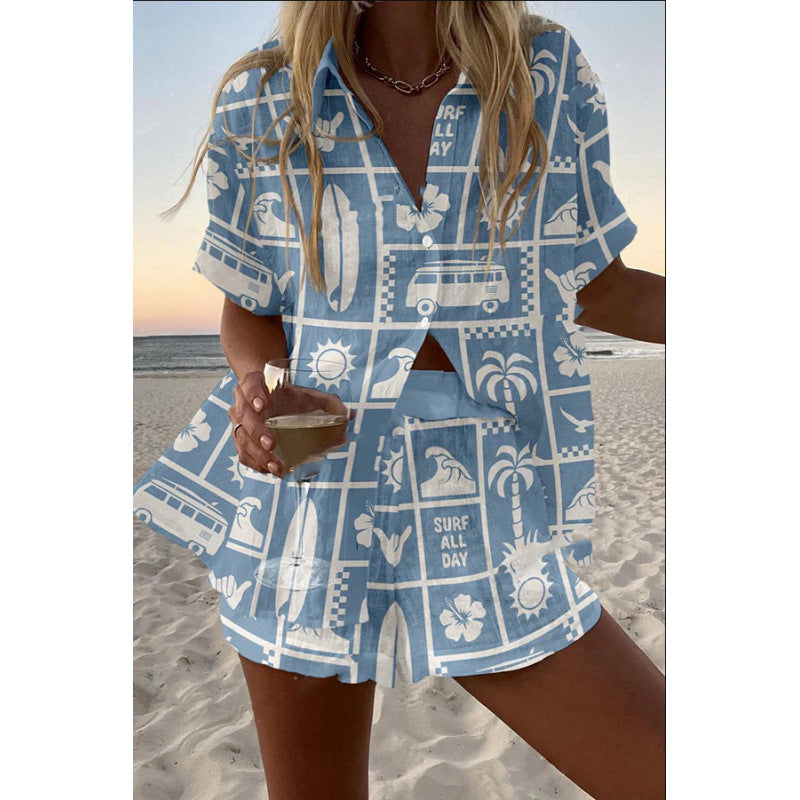 Women's Summer Digital Print Two-Piece Outfit