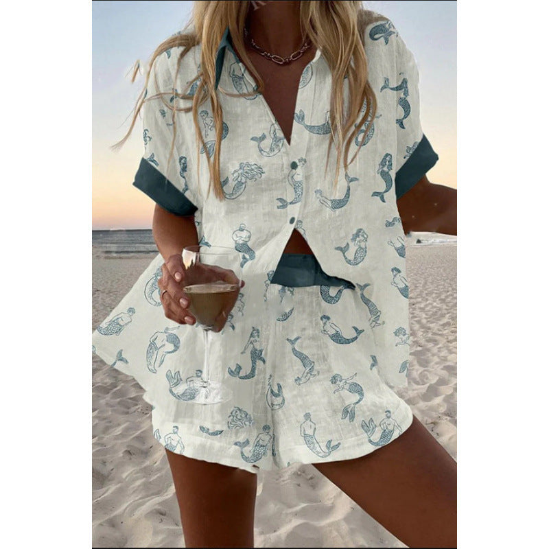 Women's Summer Digital Print Two-Piece Outfit