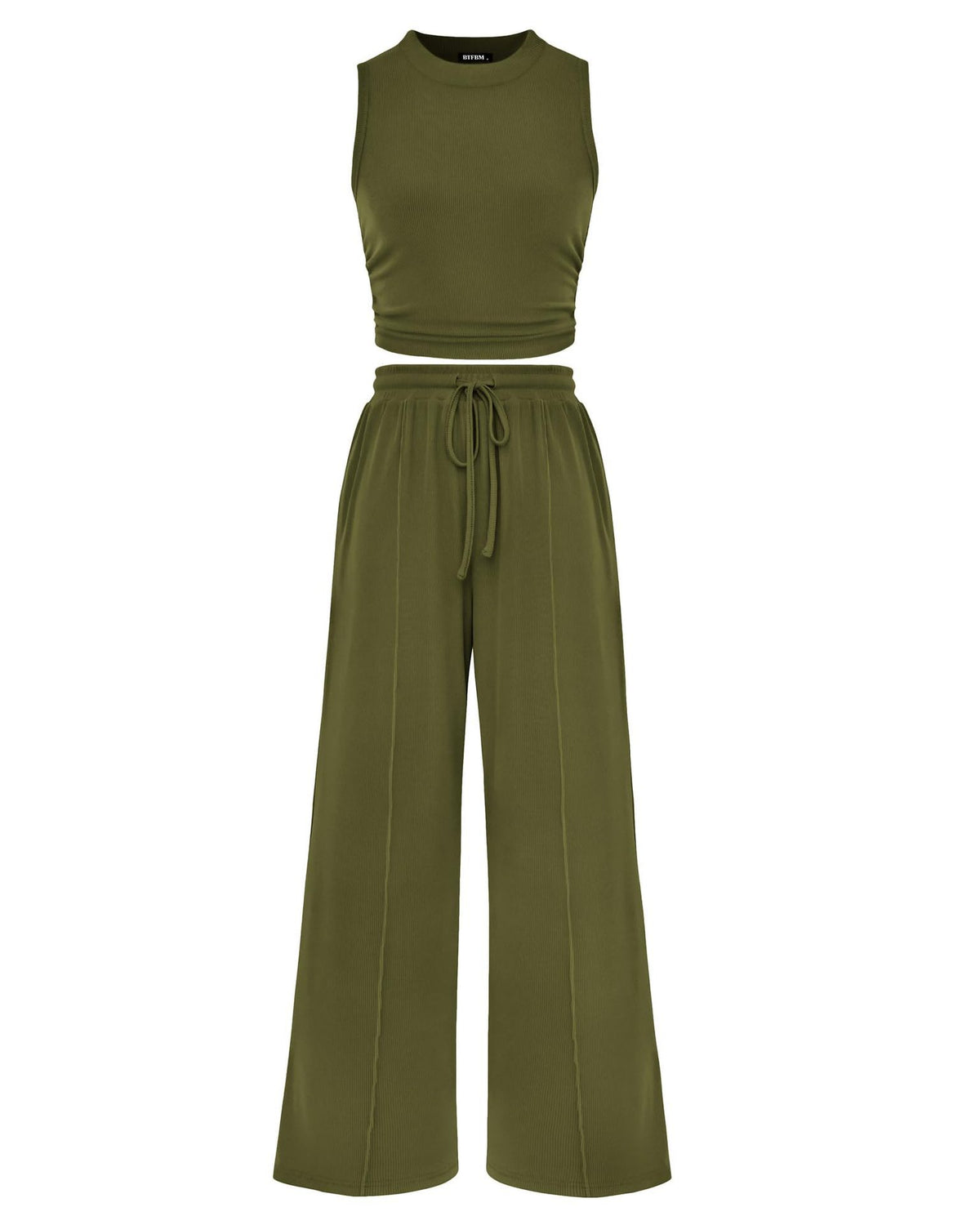 Women's Summer Knit Sleeveless Vest and Wide Leg Pants