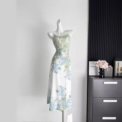 Women's Summer New Chinese-Style Retro Jacquard Cardigan & Camisole Dress Set