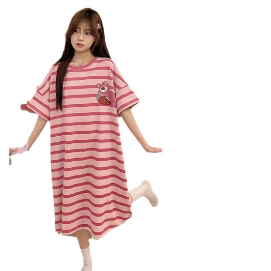 Women's Summer Short-sleeved Loose Nightgown
