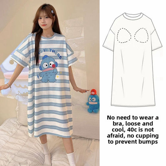 Women's Summer Short-sleeved Loose Nightgown