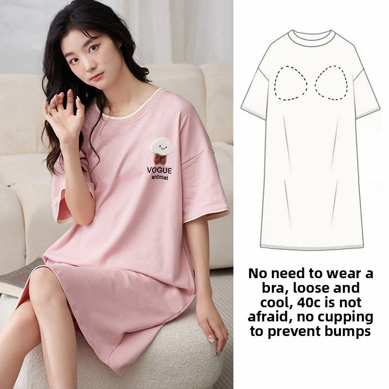 Women's Summer Short-sleeved Loose Nightgown