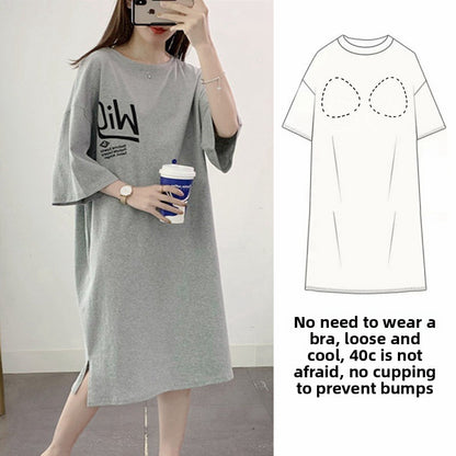 Women's Summer Short-sleeved Loose Nightgown