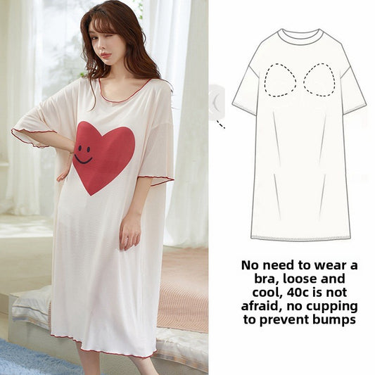Women's Summer Short-sleeved Loose Nightgown