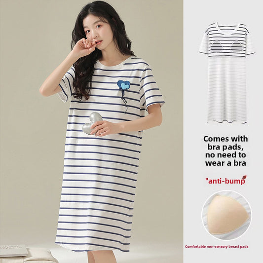 Women's Summer Short-sleeved Loose Nightgown