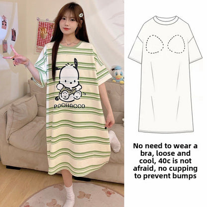 Women's Summer Short-sleeved Loose Nightgown