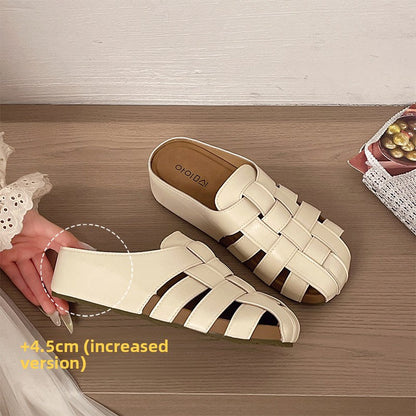 Women's Summer Woven Thick-Soled Closed-Toe Half Slippers Birkenstock Sandals