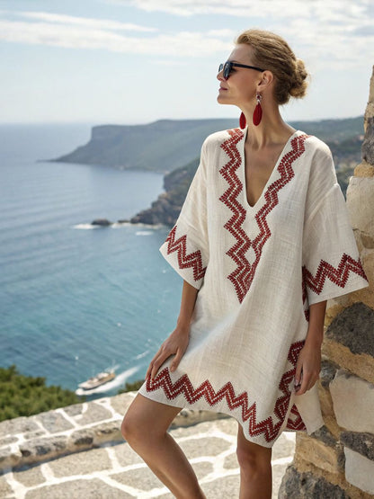 Women's Super Fairy Neck Dress Printed Loose Midi Dress