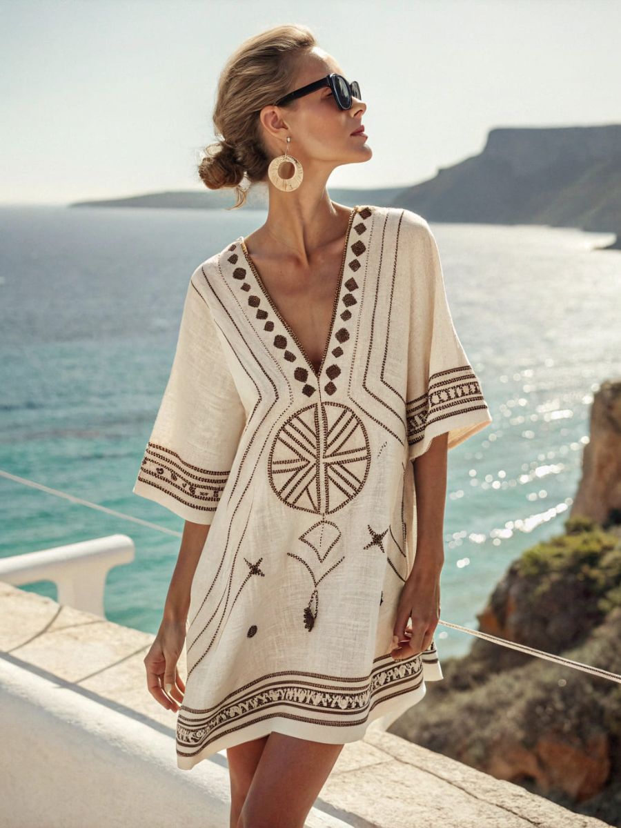 Women's Super Fairy Neck Dress Printed Loose Midi Dress
