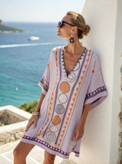 Women's Super Fairy Neck Dress Printed Loose Midi Dress