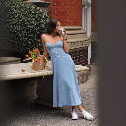 Women's Suspender Denim Dress