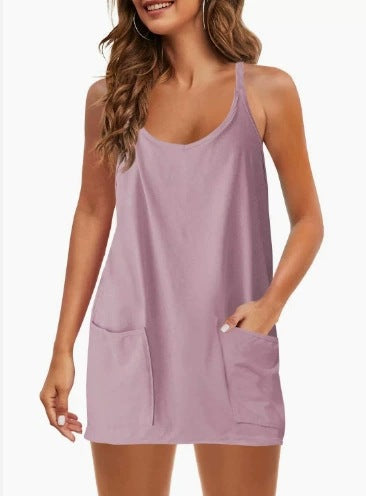 Women's Suspender Tops One-Piece Shorts Jumpsuit Casual