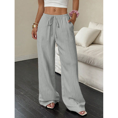Women's Textured Knotted Waist Wide-Leg Pants