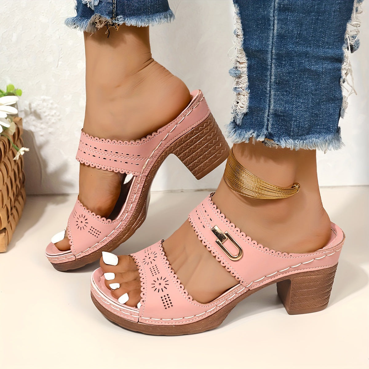 Women's Thick-Soled Fish Mouth High Heel Sandals