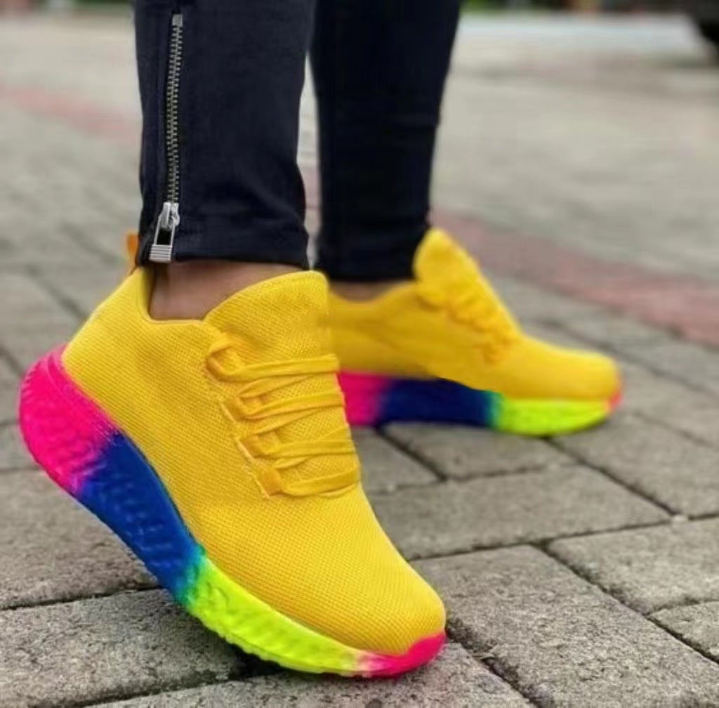 Women's thick-soled knitted sports shoes