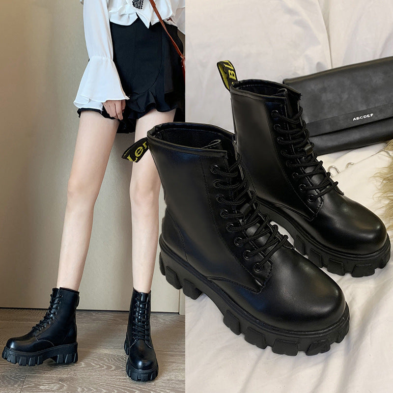 Women's Thick-Soled Lace-Up Ankle Boots