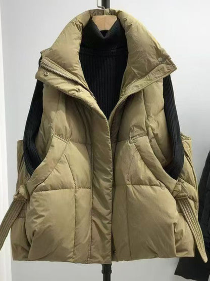 Women's Thickened Polyester Vest with Stand Collar