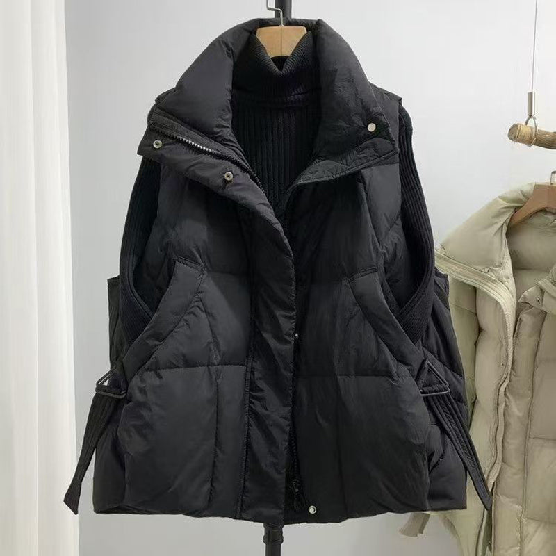 Women's Thickened Polyester Vest with Stand Collar