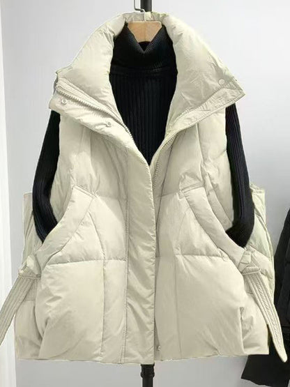 Women's Thickened Polyester Vest with Stand Collar