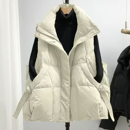 Women's Thickened Polyester Vest with Stand Collar