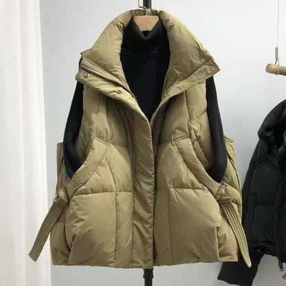 Women's Thickened Polyester Vest with Stand Collar