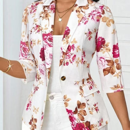 Women's Three-Quarter Sleeve Printed Fashion Versatile Jacket