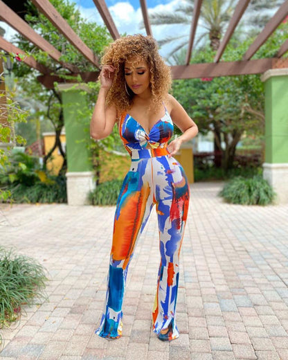 Women's trendy tie-dye one-piece pants for sale