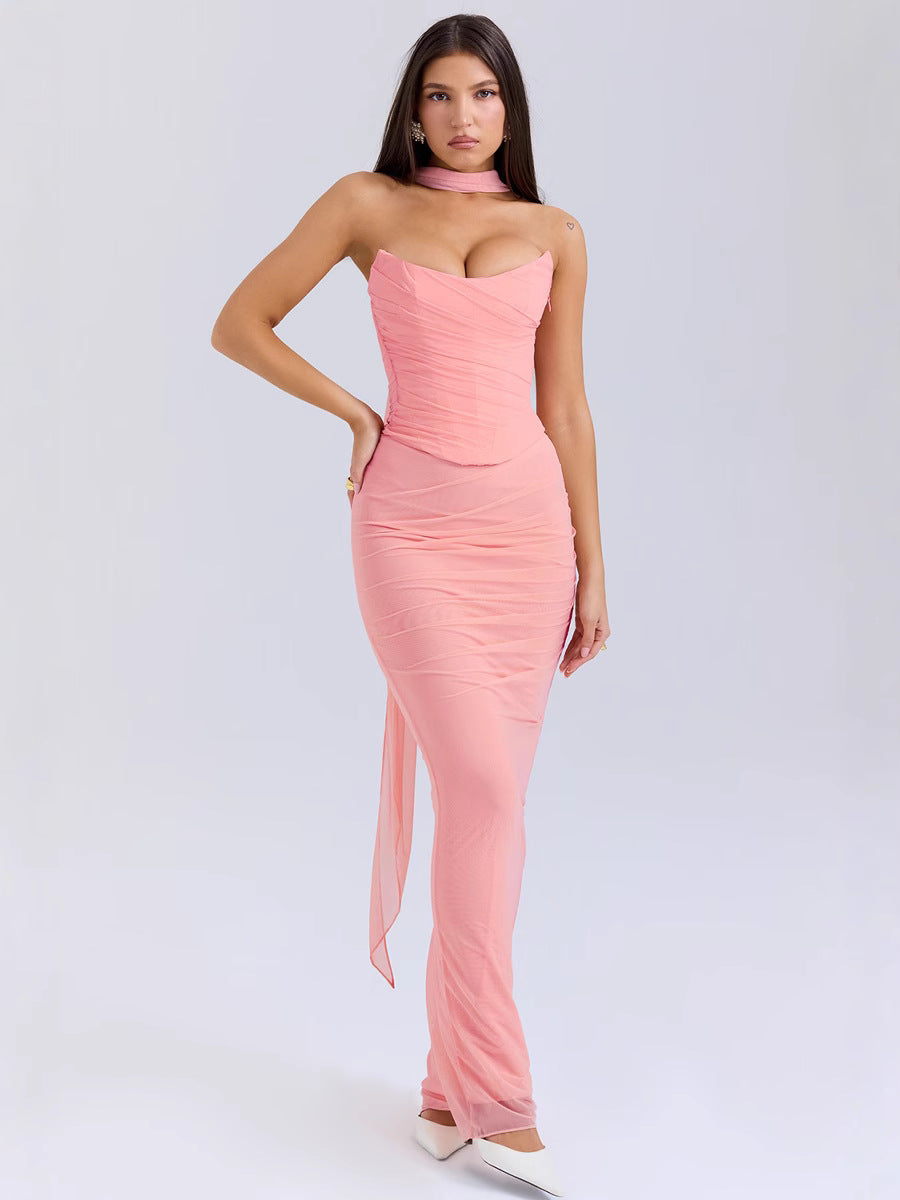 Women's Tube Top and Pencil Skirt Two-Piece Set